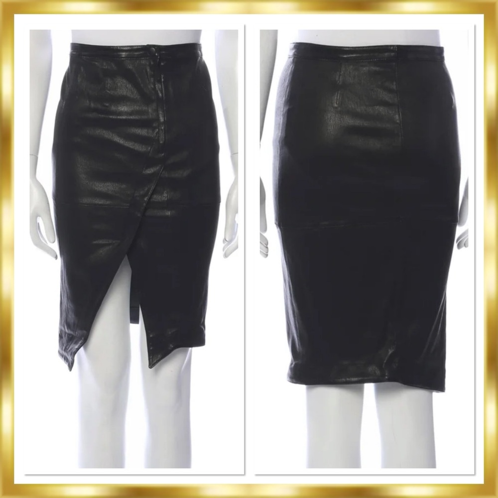 Elizabeth and James Black Mercy Lamb Leather Black Skirt XS-S $895 RARE